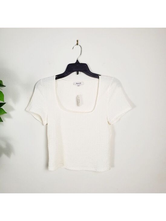 Madewell Tops - Madewell Popcorn Top Short Sleeve Square Neck Blouse Medium